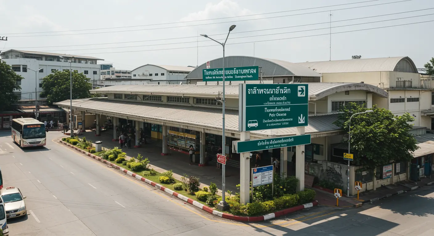 bang-saen Main bus Station - Destination point for bangkok to bang-saen route